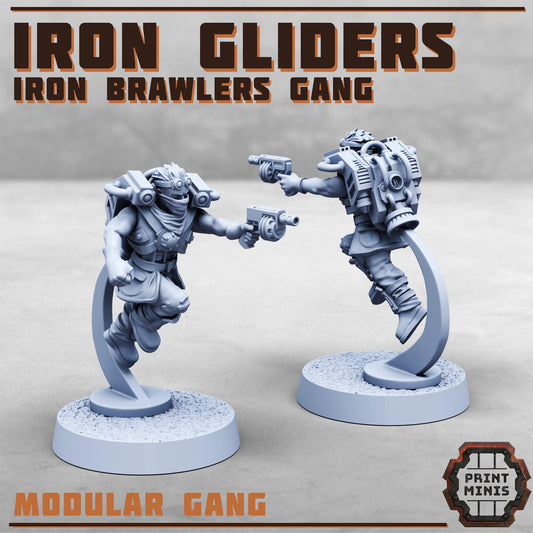 Iron Gliders - Iron Brawlers Gang -  Sci-Fi Grimdark Miner Gang Mercenaries by Print Minis