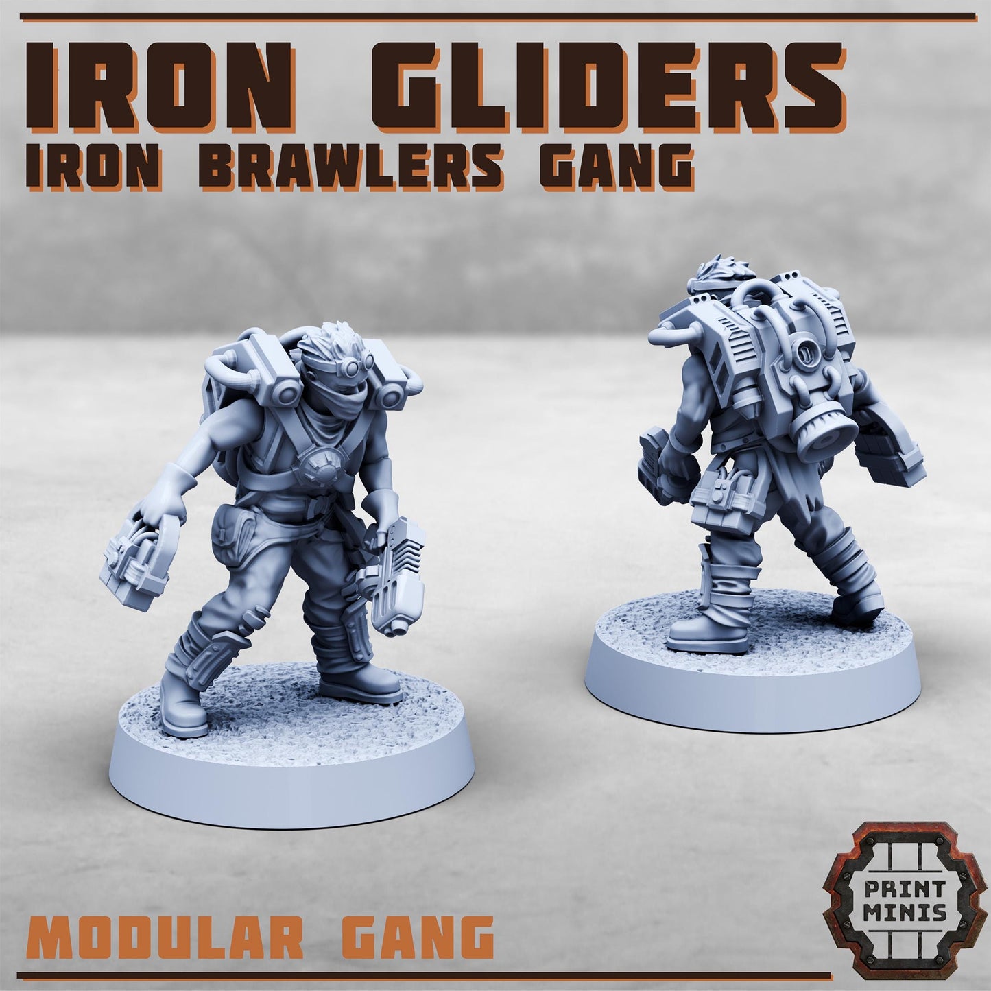 Iron Gliders - Iron Brawlers Gang -  Sci-Fi Grimdark Miner Gang Mercenaries by Print Minis