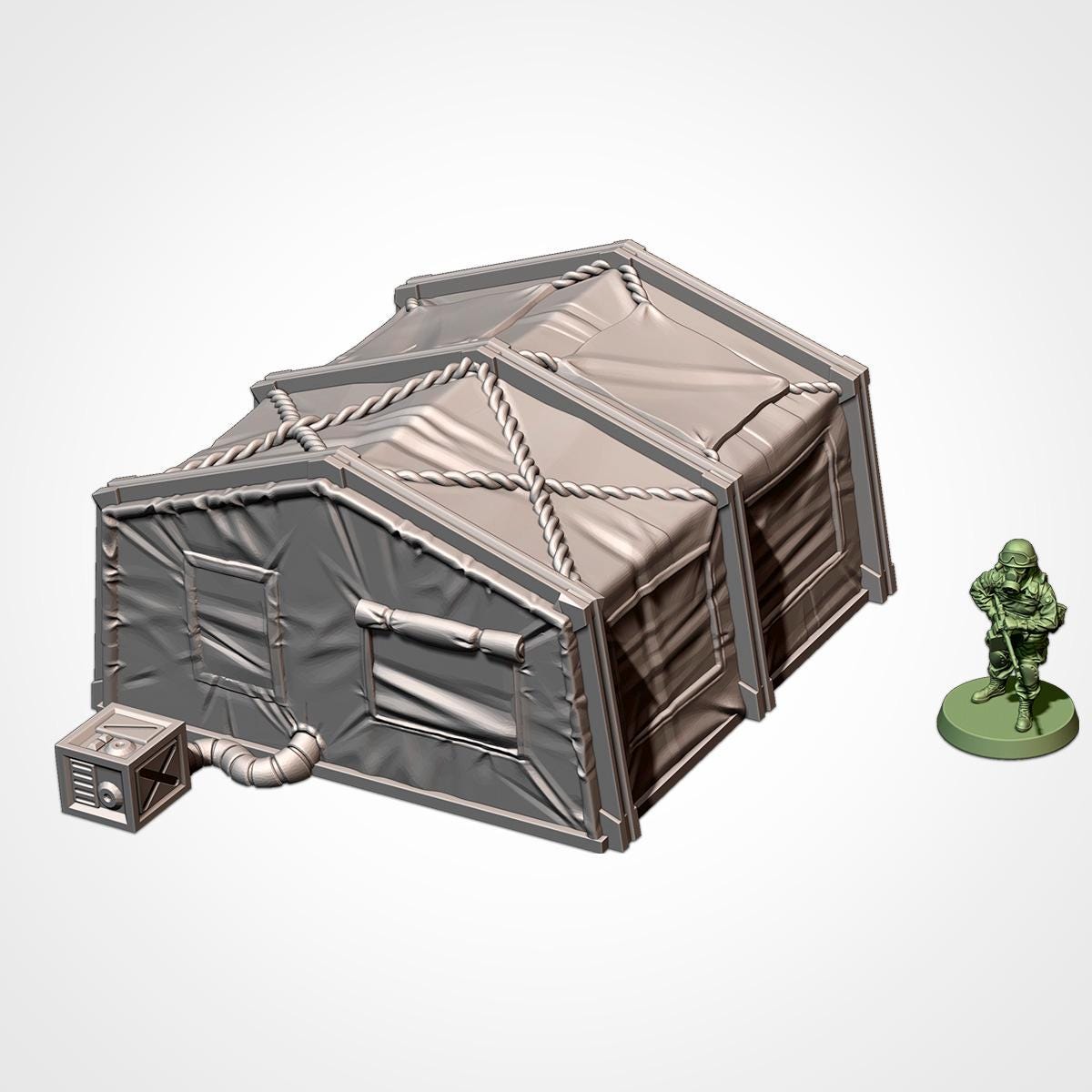 MILITARY BARRACKS Txarli Factory Battlefield Building modular Tent Set, Perfect for Tabletop Wargames