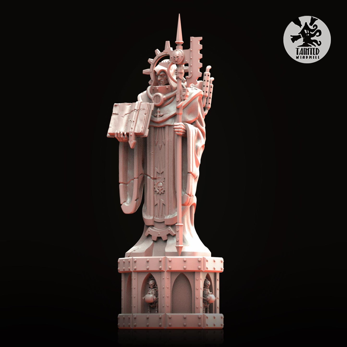 Gothic Statues and Bases, Imperial Cathedral Terrain Features Sculpted by Tainted Windmill for Wargames set in the Grimdark Future