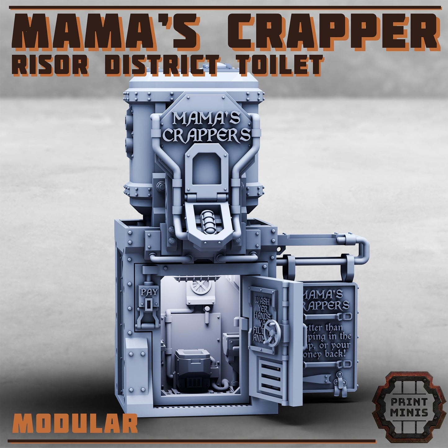 Mama's Crappers - Risor District Toilet - Sci-Fi City Skirmish Wargaming Terrain by Print Minis