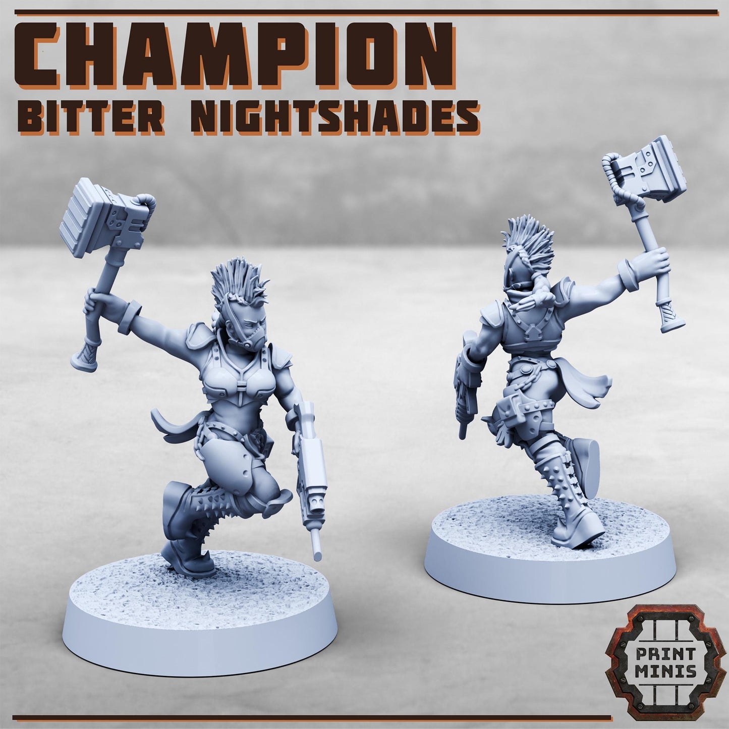 Bitter Nightshade Champions x3-  Sci-Fi Grimdark City Skirmish Warfare Female Mercenaries by Print Minis
