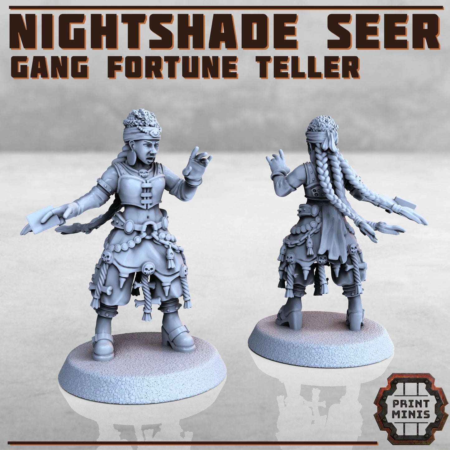 Poison Mistress + Seer -  Sci-Fi Grimdark City Skirmish Warfare Female Mercenaries by Print Minis