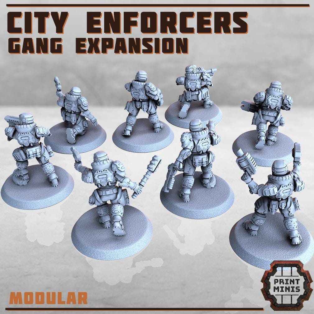 City Watch Enforcers - Gang Expansion -  Sci-Fi Grimdark Tech Hunter Mercenaries by Print Minis