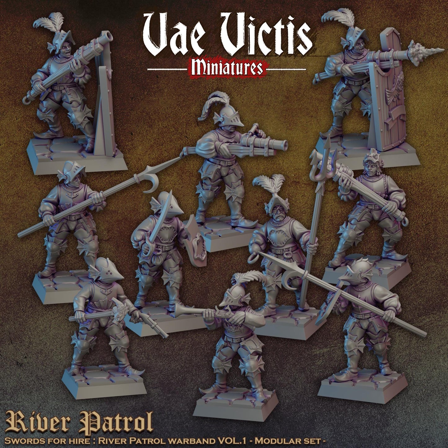 Modular Mercenary River Patrol Miniatures, Bits and Weapon Conversions Fantasy by Vae Victis, perfect for Fantasy tabletop Wargames