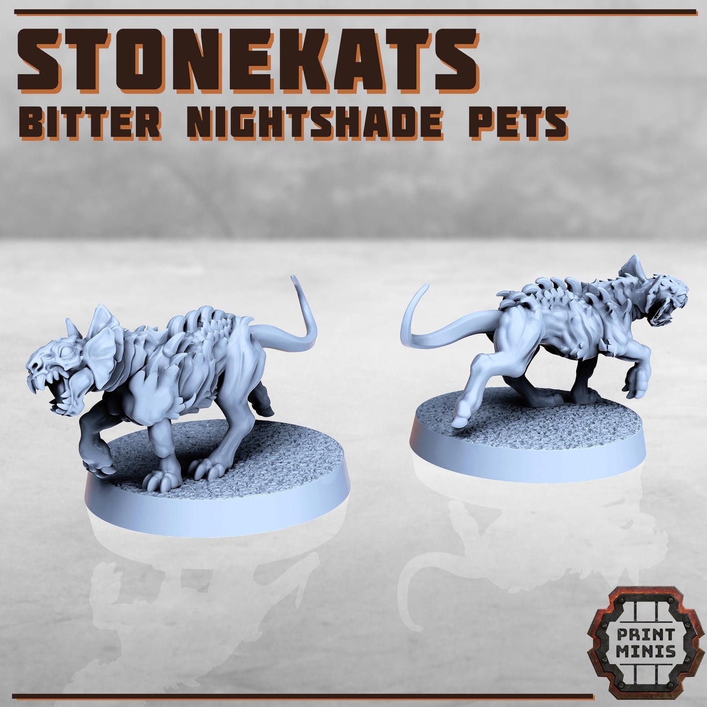 Stonekats - Bitter Nightshade Pets -  Sci-Fi Grimdark City Skirmish Warfare Female Mercenaries by Print Minis