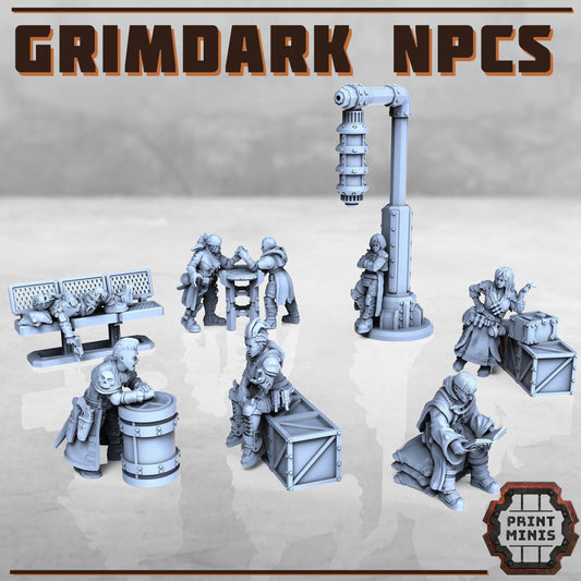 Grimdark NPCs Kit - Sci-Fi Grimdark Civilians by Print Minis