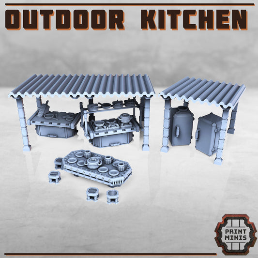 Outdoor Kitchen - Sci-Fi Kitchen Terrain -  Sci-Fi Grimdark Civilians by Print Minis