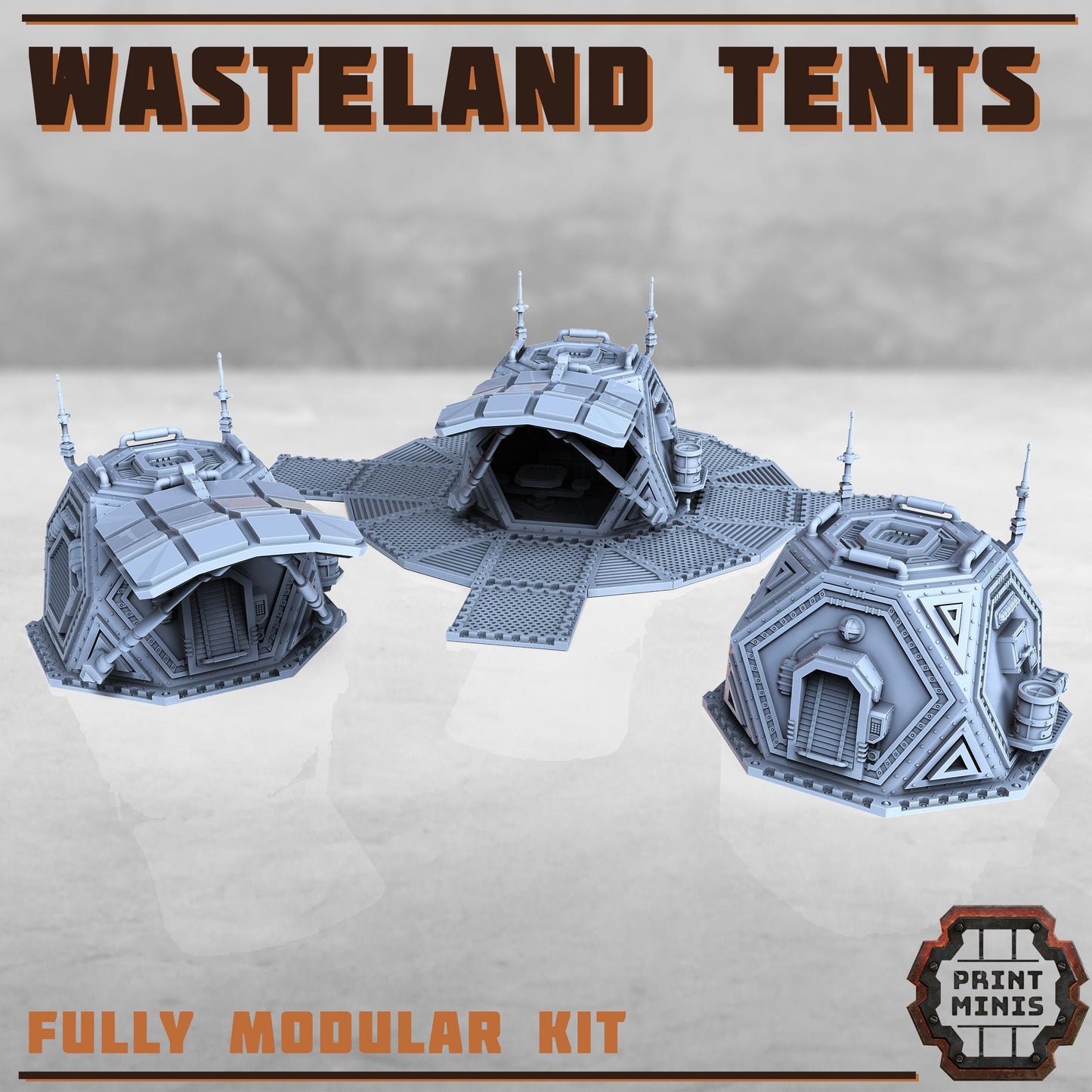 Wasteland Tents Kit -  Sci-Fi Grimdark Desert Terrain by Print Minis