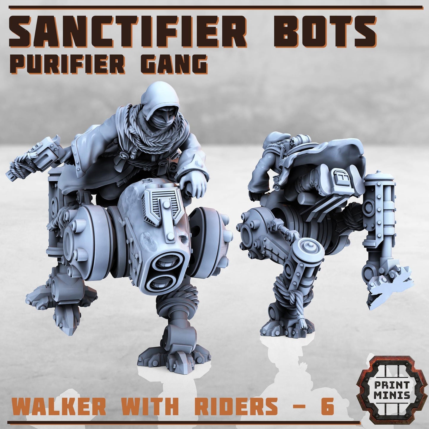 Sanctifier Bots with Purifier Riders -  Sci-Fi Grimdark City Skirmish Warfare Purifier Mercenaries by Print Minis