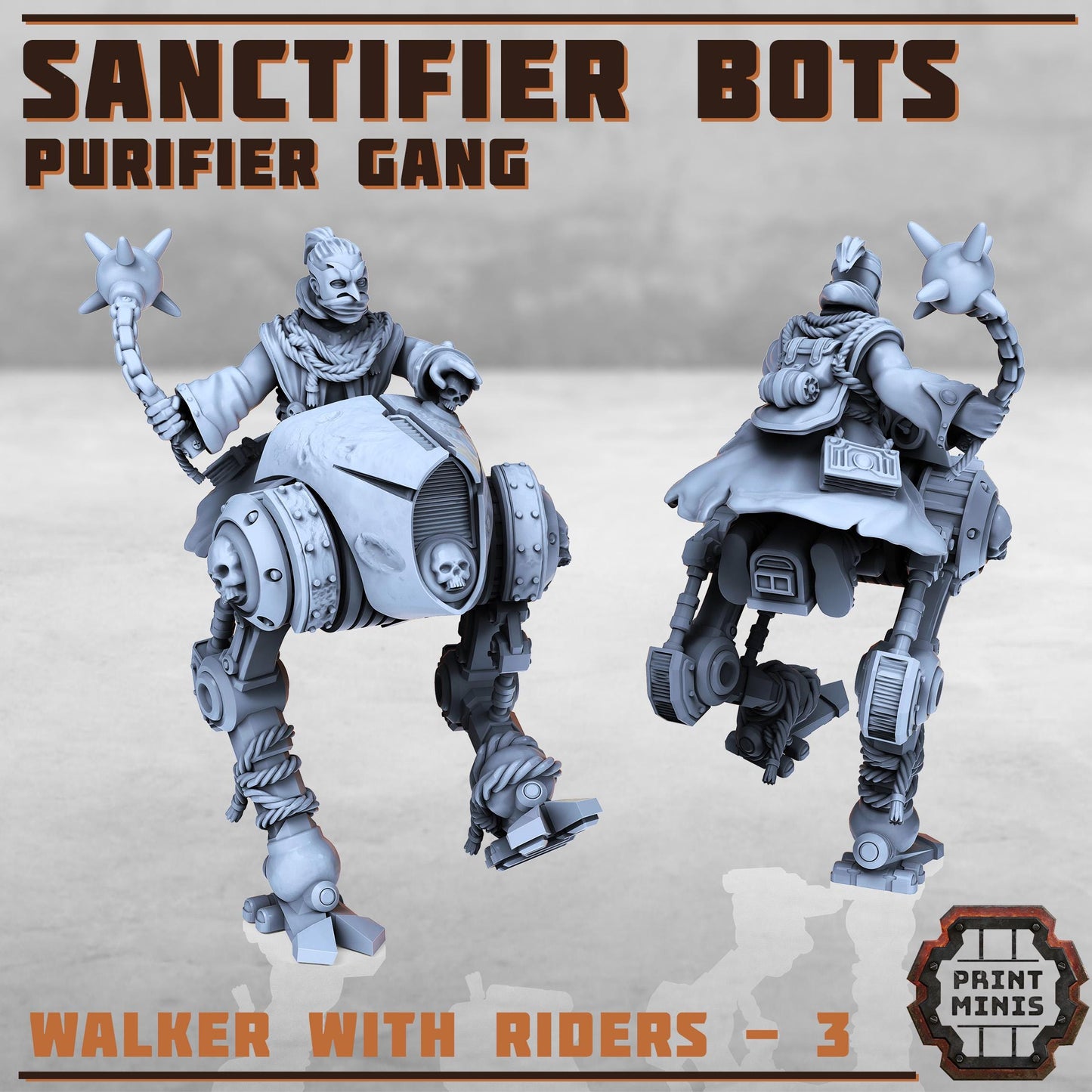 Sanctifier Bots with Purifier Riders -  Sci-Fi Grimdark City Skirmish Warfare Purifier Mercenaries by Print Minis
