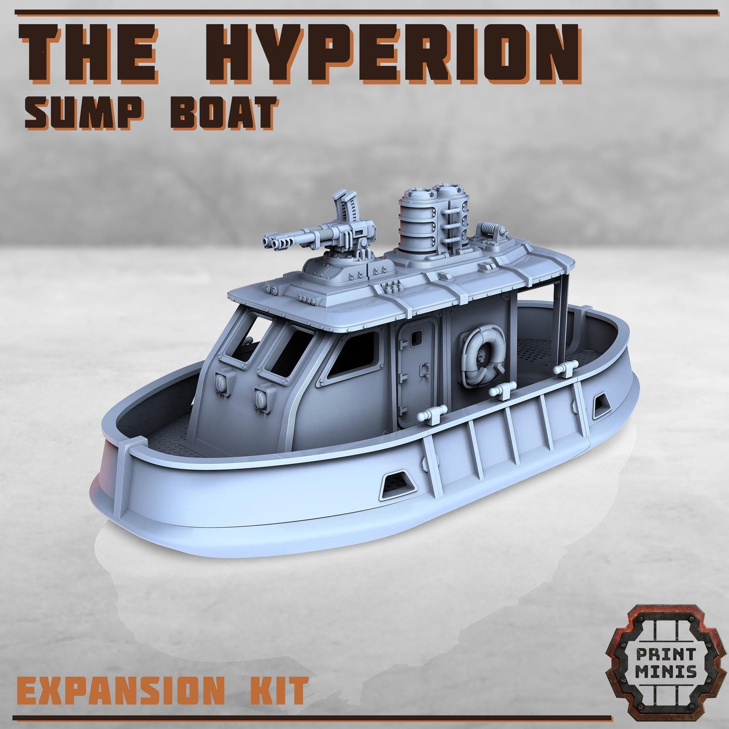The Hyperion - Sump Boat - Sci-Fi City Skirmish Wargaming Terrain by Print Minis