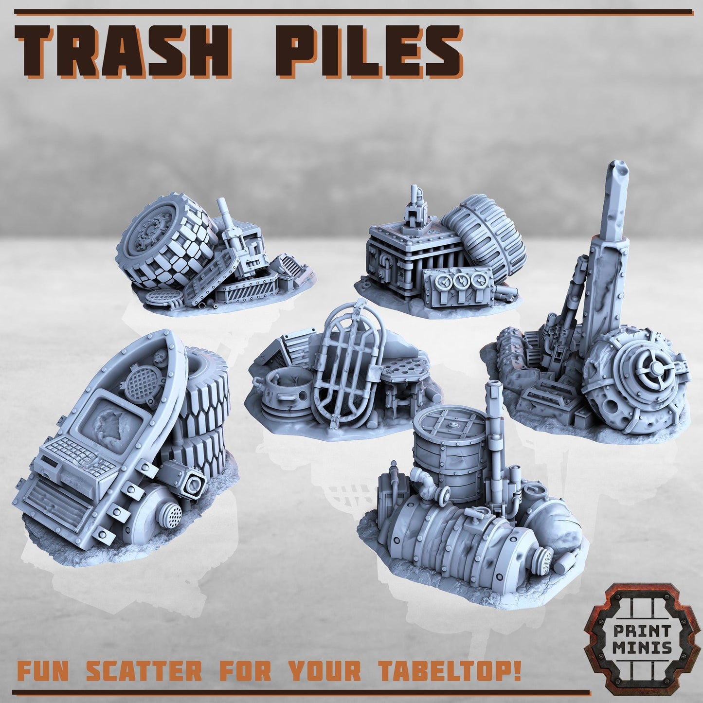 Industrial Trash Piles - Sci-Fi Space Industrial Terrain by Print Minis