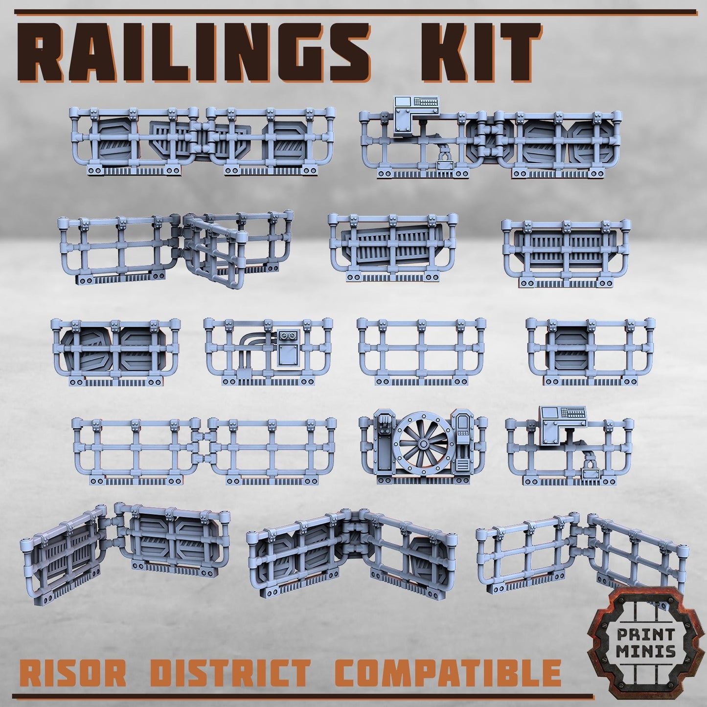 Railings Kit - Sci-Fi Space Industrial Terrain by Print Minis