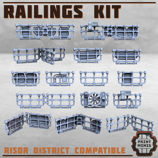 Railings Kit - Sci-Fi Space Industrial Terrain by Print Minis