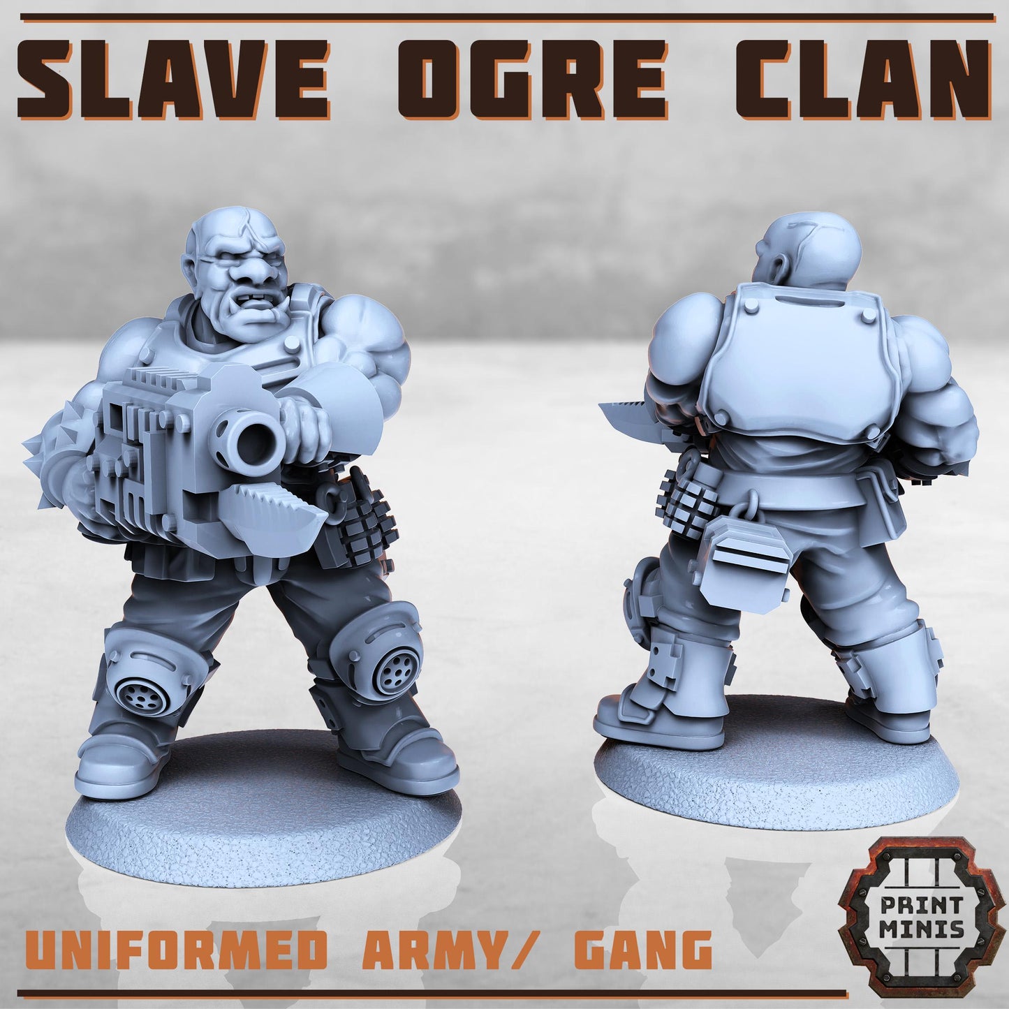 Slave Ogres Clan with Leader  -  Sci-Fi Grimdark Ogres by Print Minis