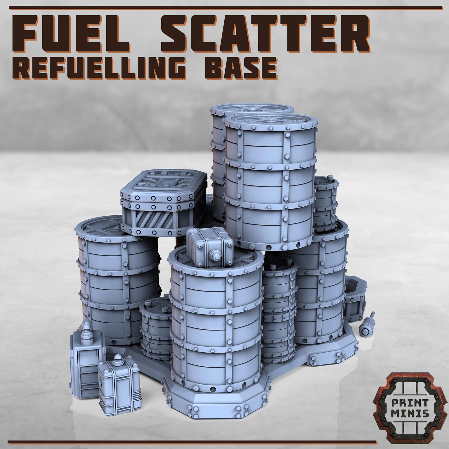 Crates and Barrels Scatter - Refuelling Base - Sci-Fi Space Industrial Terrain by Print Minis
