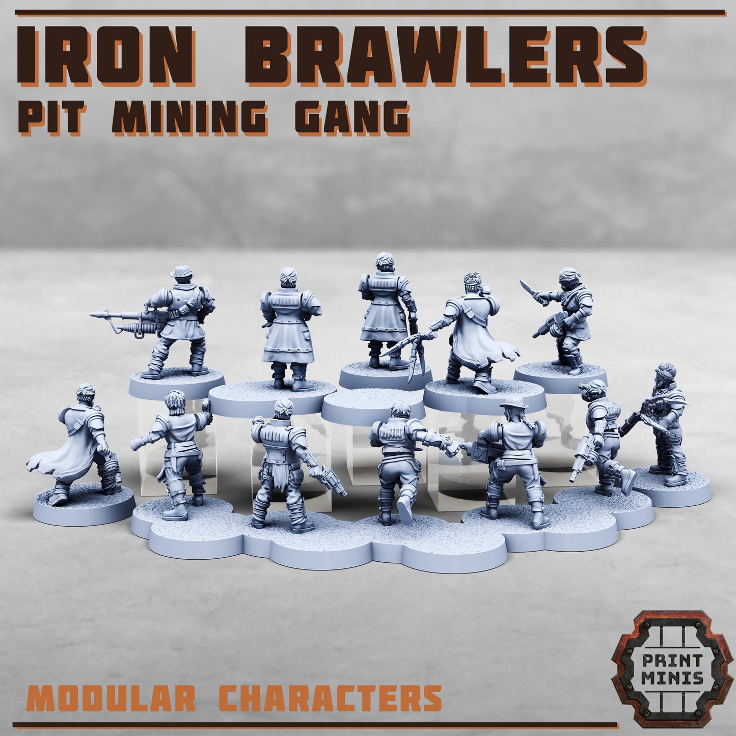 Iron Brawlers Gang -  Sci-Fi Grimdark Miner Gang Mercenaries by Print Minis