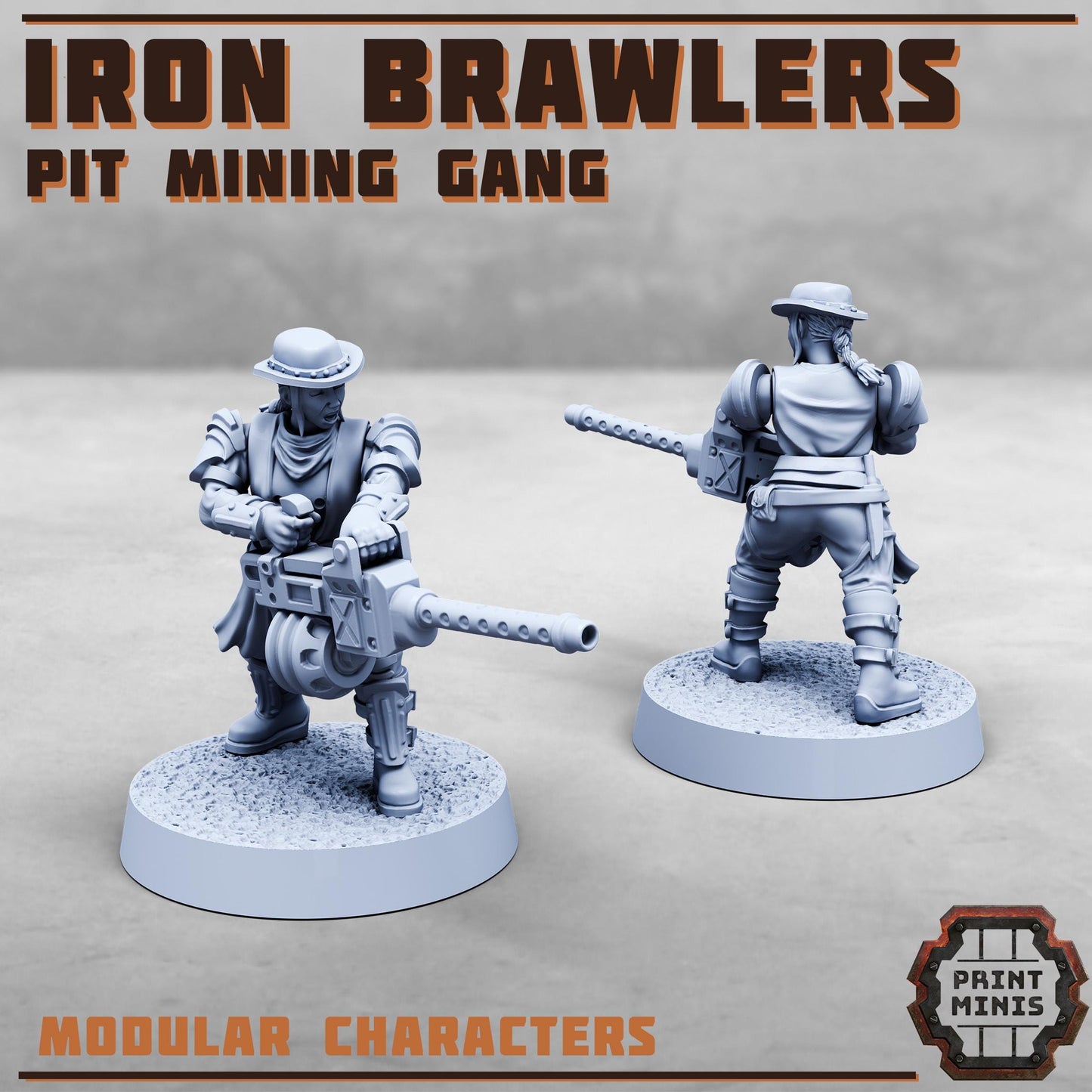 Iron Brawlers Gang -  Sci-Fi Grimdark Miner Gang Mercenaries by Print Minis