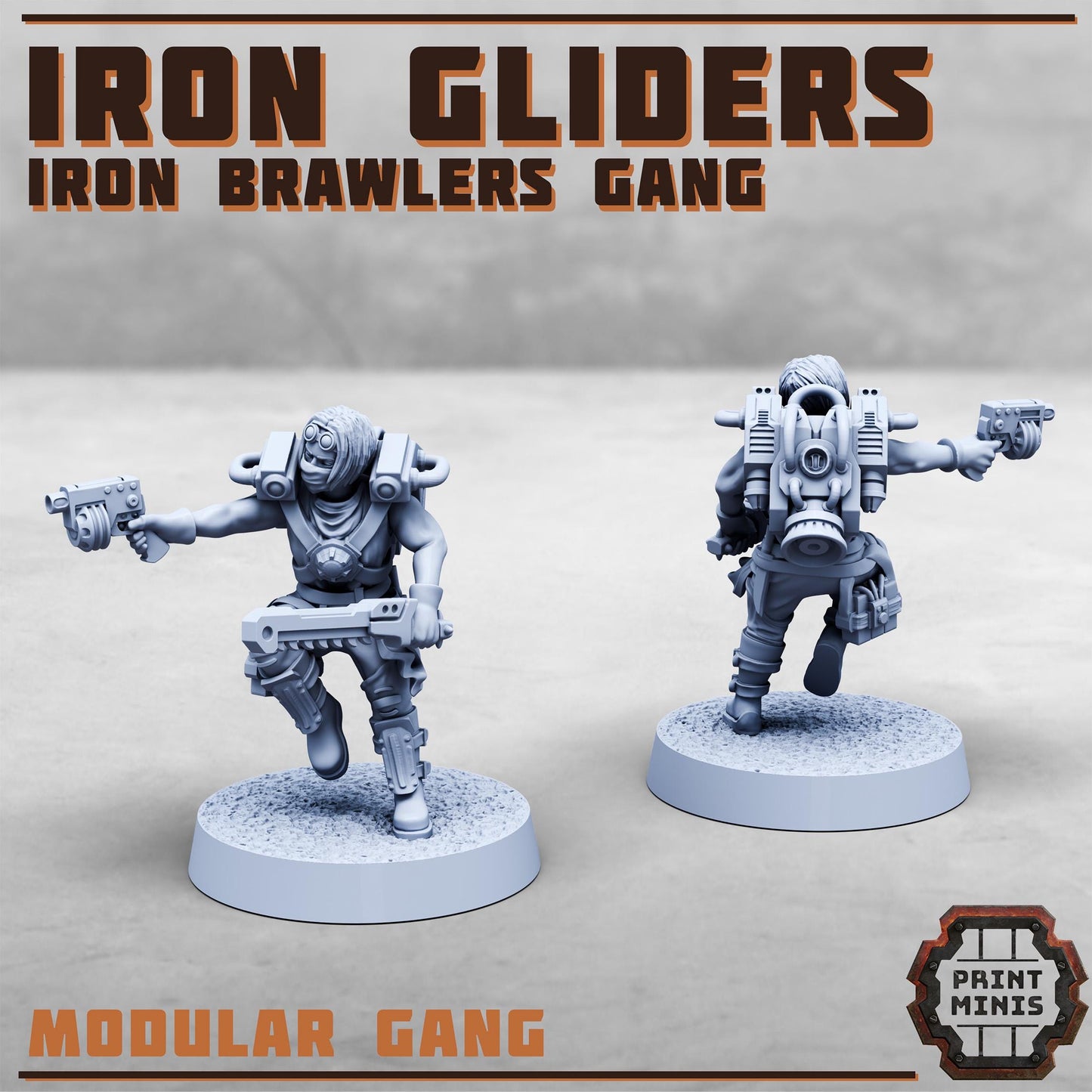 Iron Gliders - Iron Brawlers Gang -  Sci-Fi Grimdark Miner Gang Mercenaries by Print Minis
