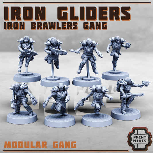 Iron Gliders - Iron Brawlers Gang -  Sci-Fi Grimdark Miner Gang Mercenaries by Print Minis