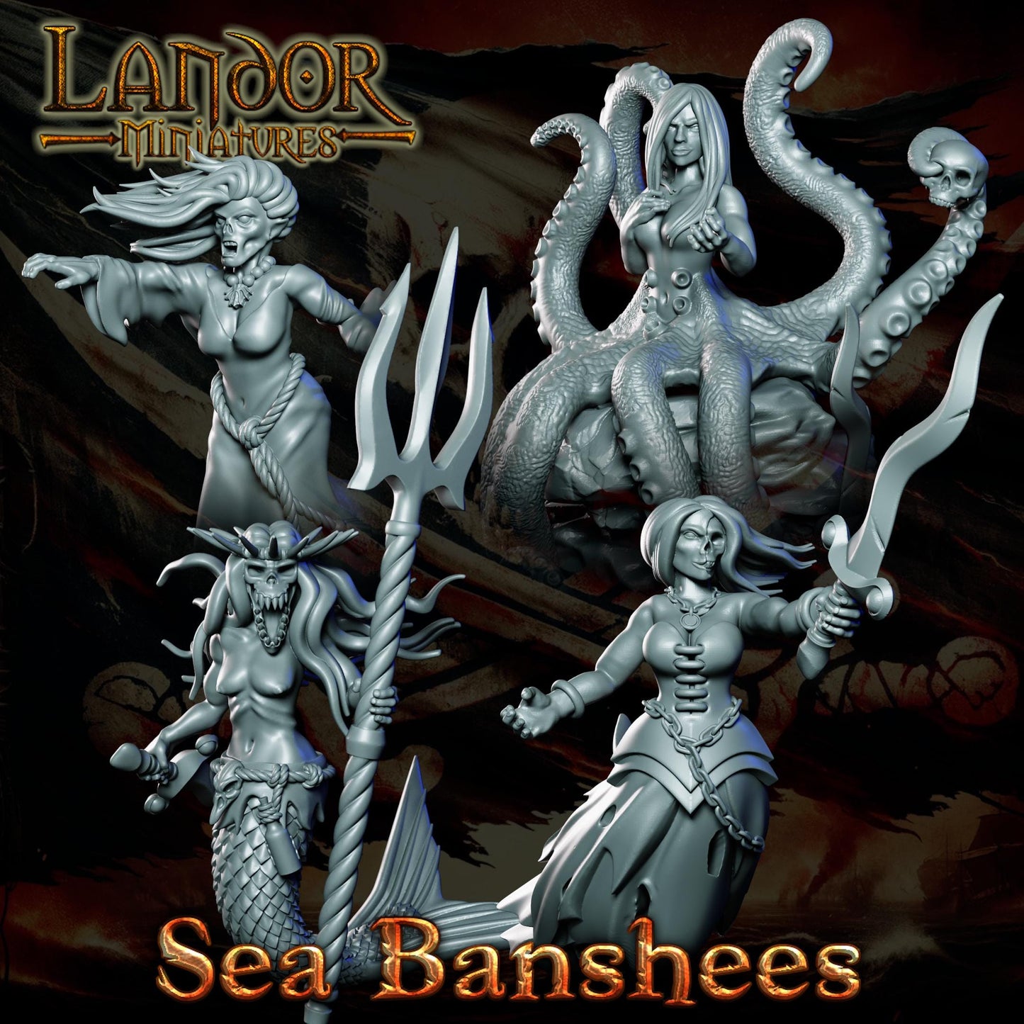 Vampire Pirate Captain, Modular Undead Swashbucklers by Landor Miniatures! Vampire Coast for Fantasy Wargames