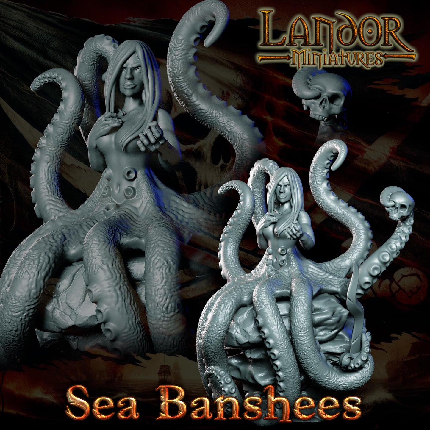 Vampire Pirate Captain, Modular Undead Swashbucklers by Landor Miniatures! Vampire Coast for Fantasy Wargames
