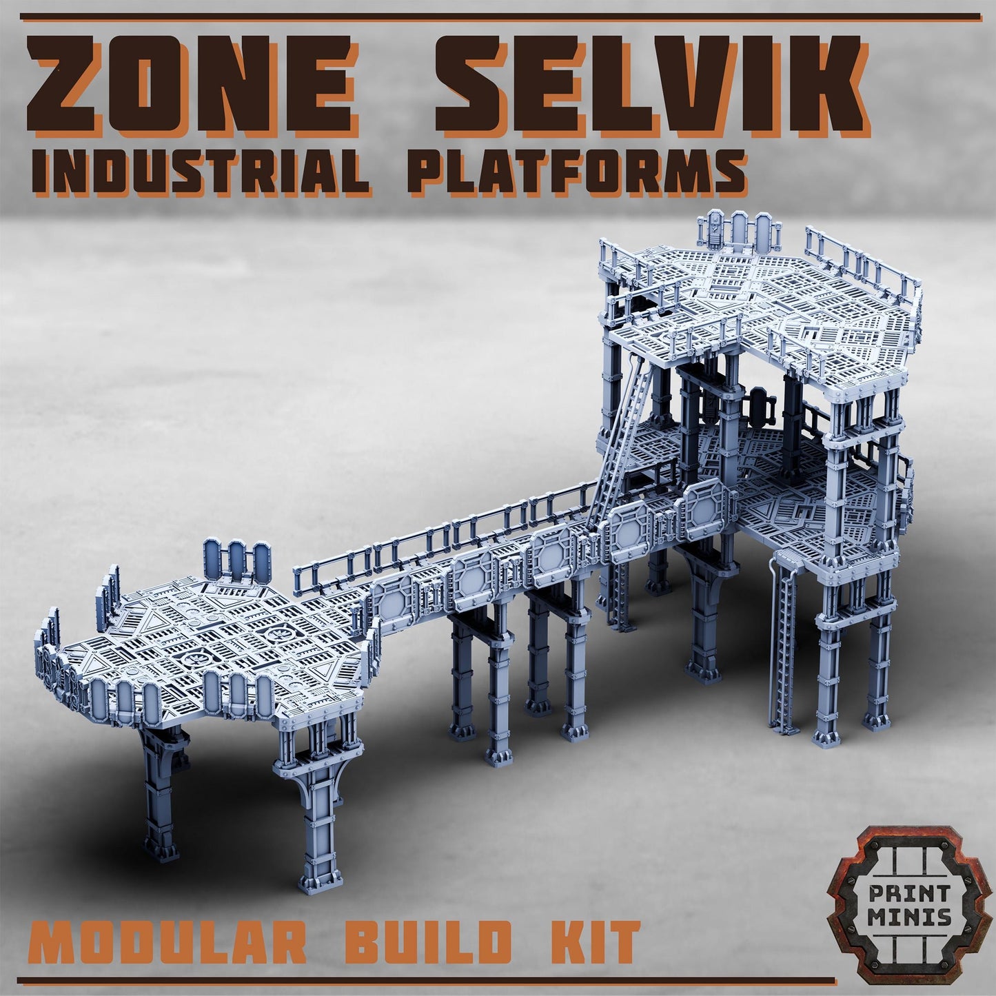Zone Selvik - Industrial Platform Kit - Sci-Fi Space Industrial Terrain by Print Minis