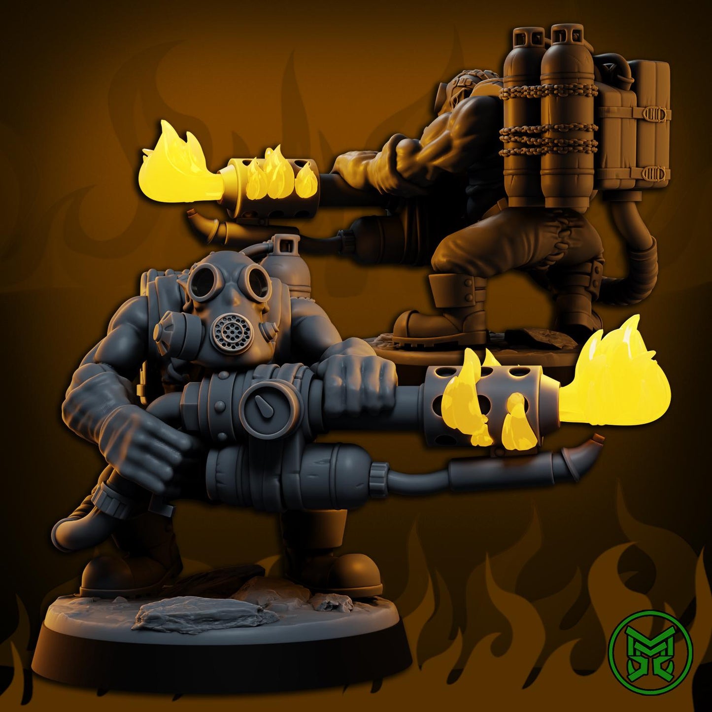 Flamerz, Space-Faring Burna Ork Menace Sculpted by Mekka Miniatures, Grimdark Compatible, Sci-Fi Wargame Scale