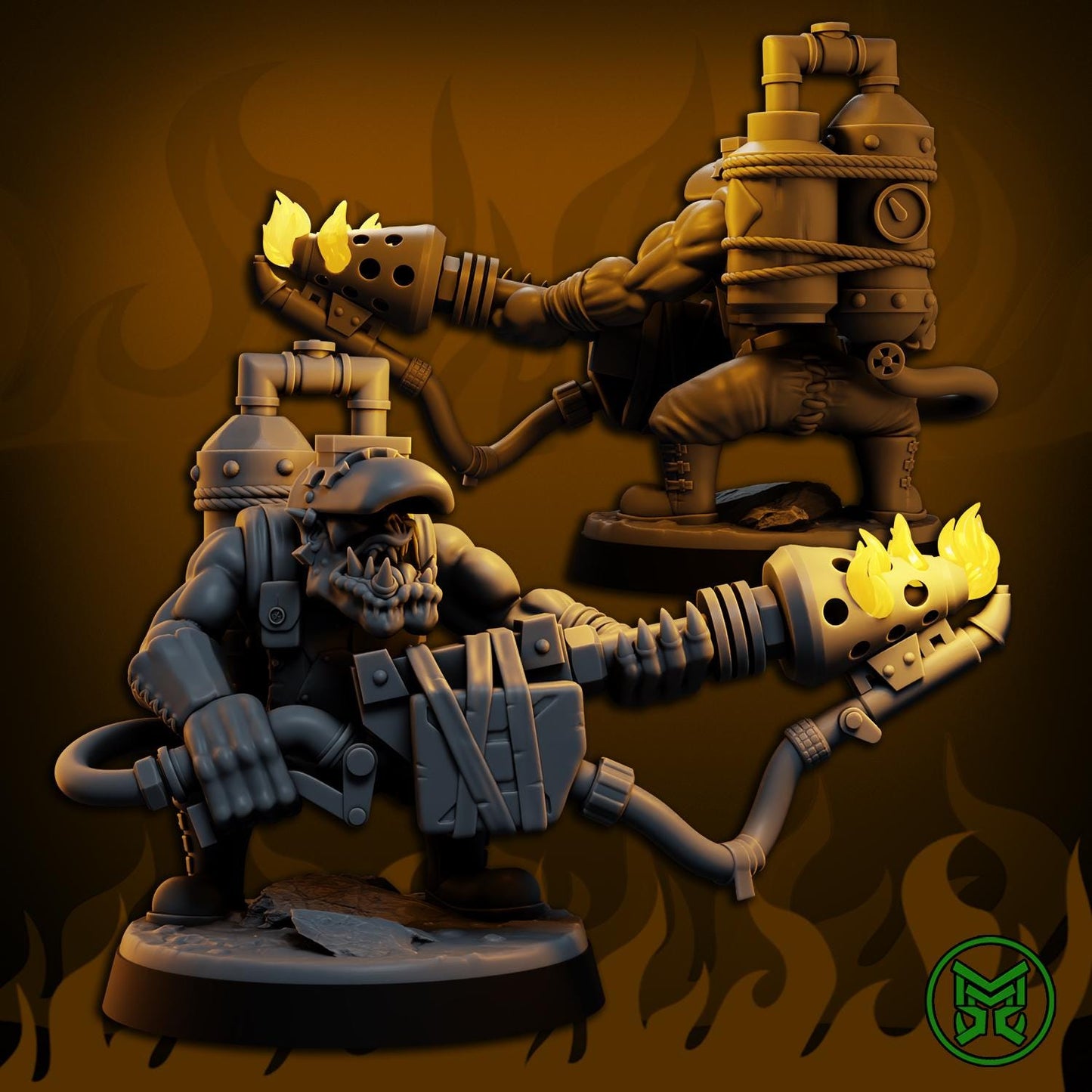 Flamerz, Space-Faring Burna Ork Menace Sculpted by Mekka Miniatures, Grimdark Compatible, Sci-Fi Wargame Scale