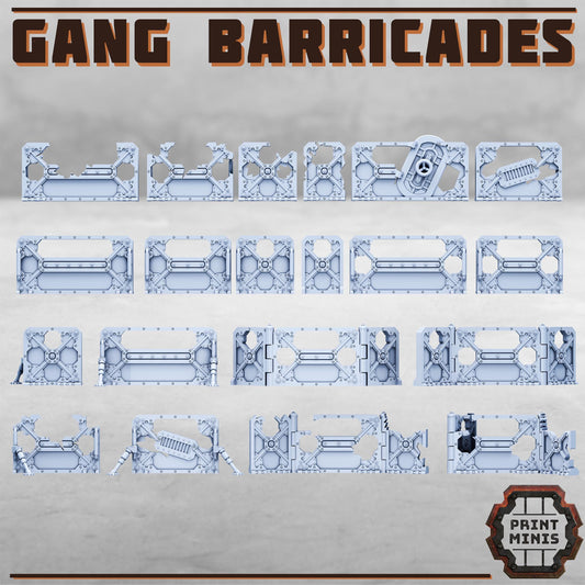 Gang Barricades - Sci-Fi City Skirmish Wargaming Terrain by Print Minis