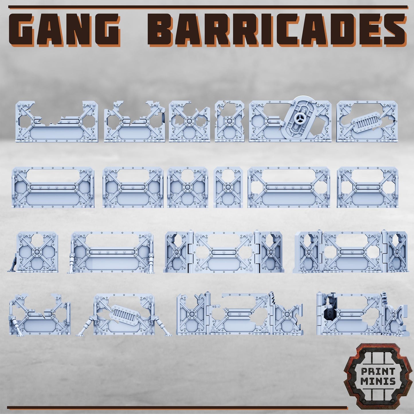 Gang Barricades - Sci-Fi City Skirmish Wargaming Terrain by Print Minis
