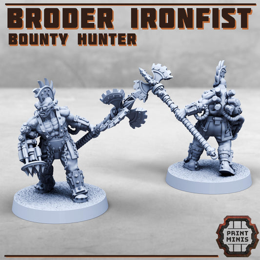 Broder Ironfist - Fleshforged Bounty Hunter - Sci-Fi Grimdark Mercenaries by Print Minis