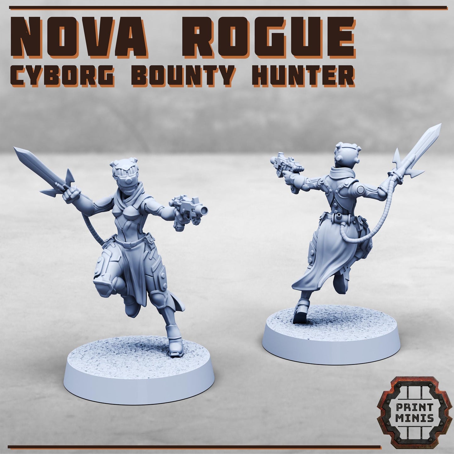 Nova Rogue - Cyborg Bounty Hunter -  Sci-Fi Grimdark Cyborg Gang Mercenaries by Print Minis