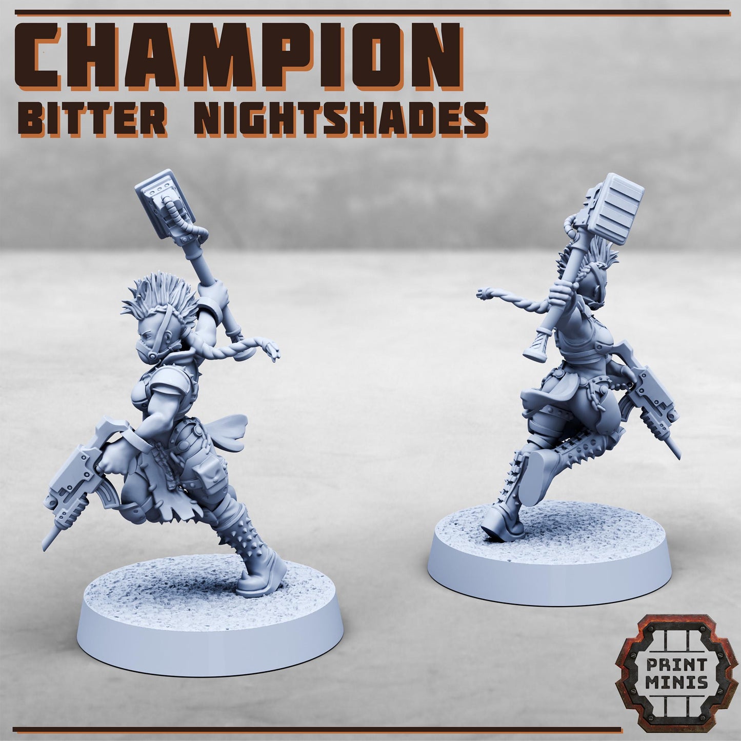 Bitter Nightshade Champions x3-  Sci-Fi Grimdark City Skirmish Warfare Female Mercenaries by Print Minis
