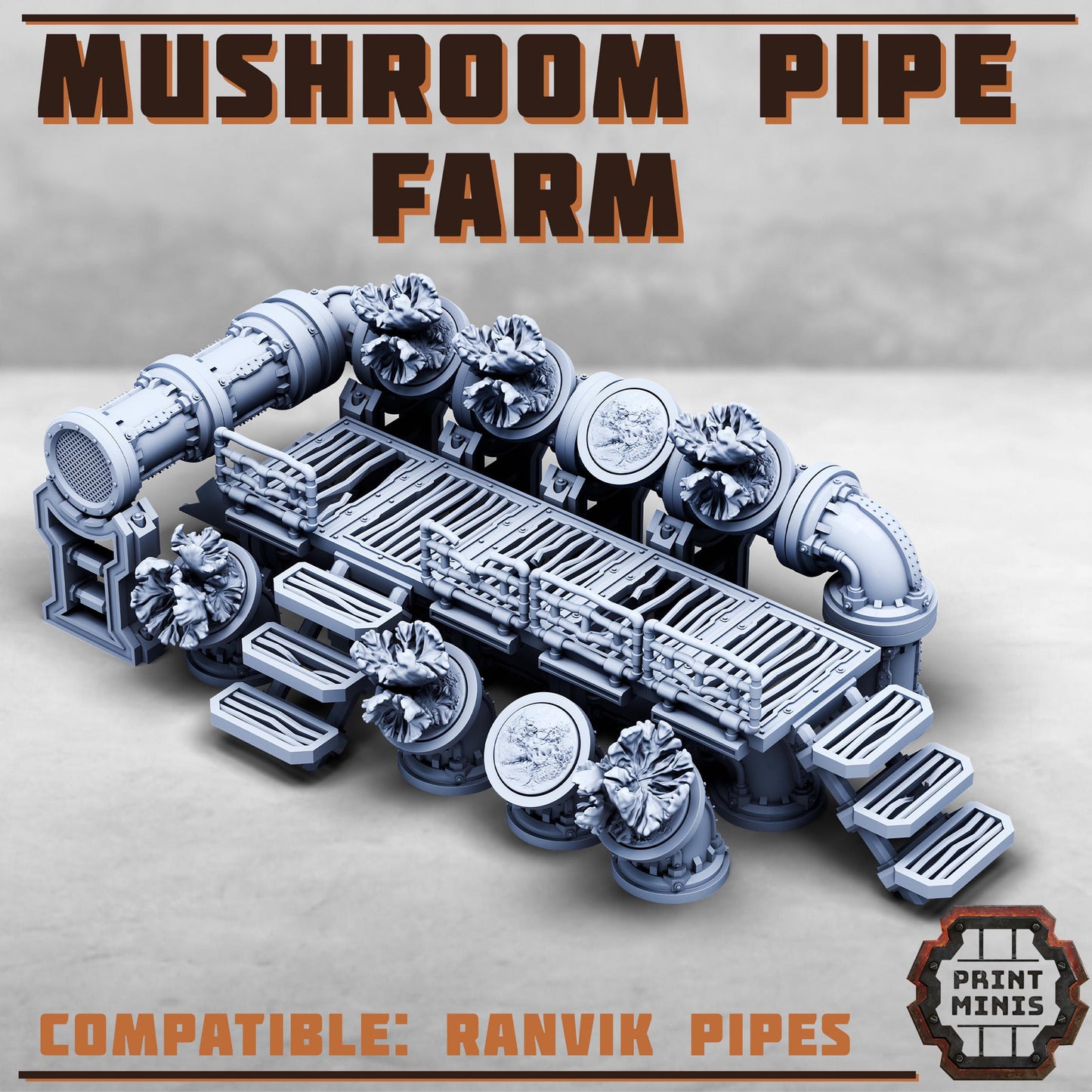 Mushroom Pipe Farm - Sci-Fi Space Industrial Terrain by Print Minis