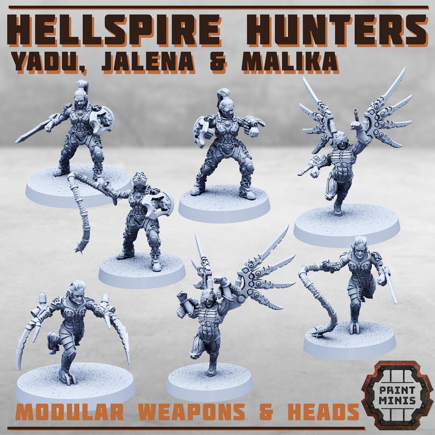 Hellspire Hunters: Jalena, Malika and Yadu -  Sci-Fi Grimdark Mutant Hunters by Print Minis