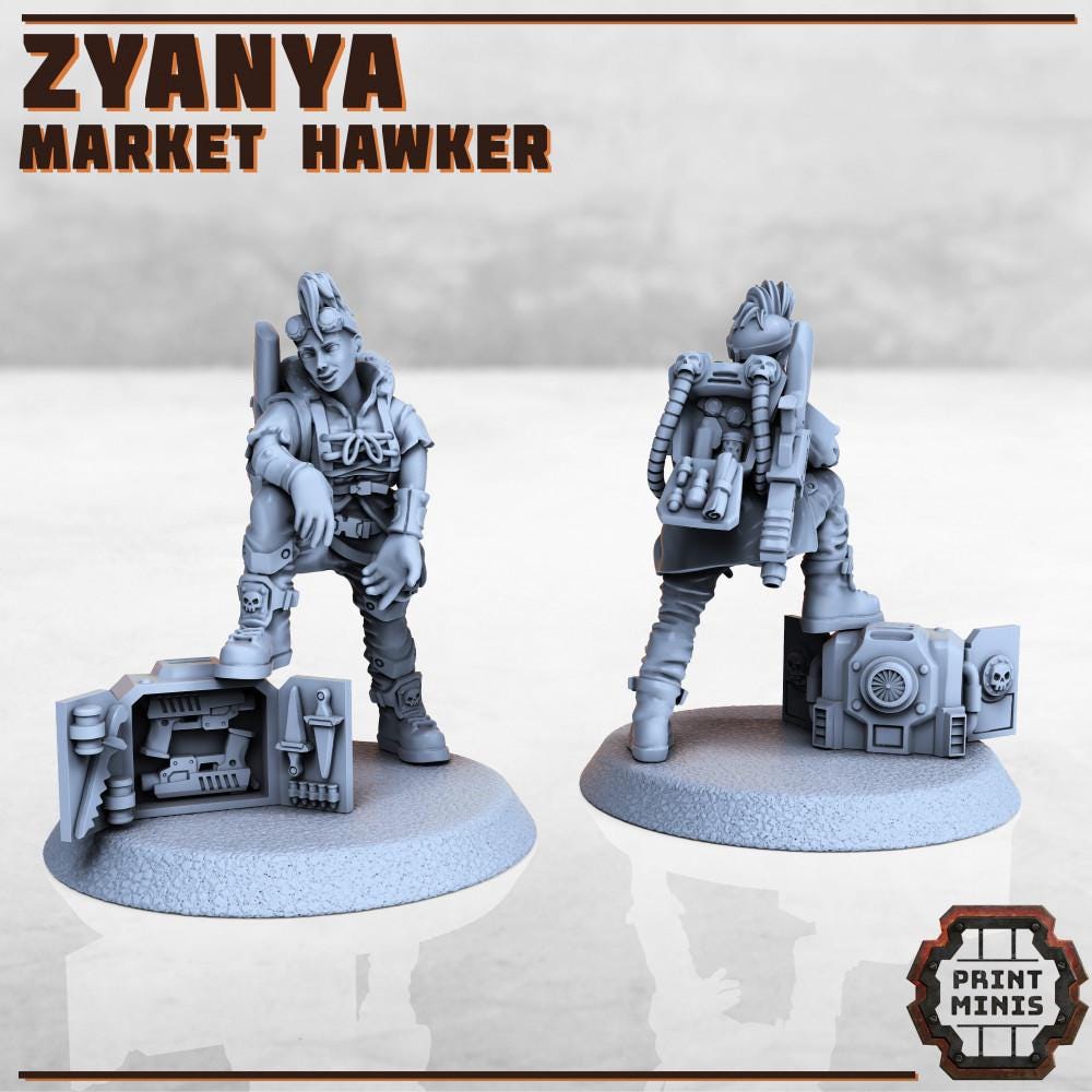 Market Hawker + Slop Chef -  Sci-Fi Grimdark Mercenaries by Print Minis