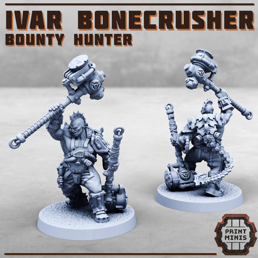 Ivar Bonecrusher - Fleshforged Bounty Hunter - Sci-Fi Grimdark Mercenaries by Print Minis