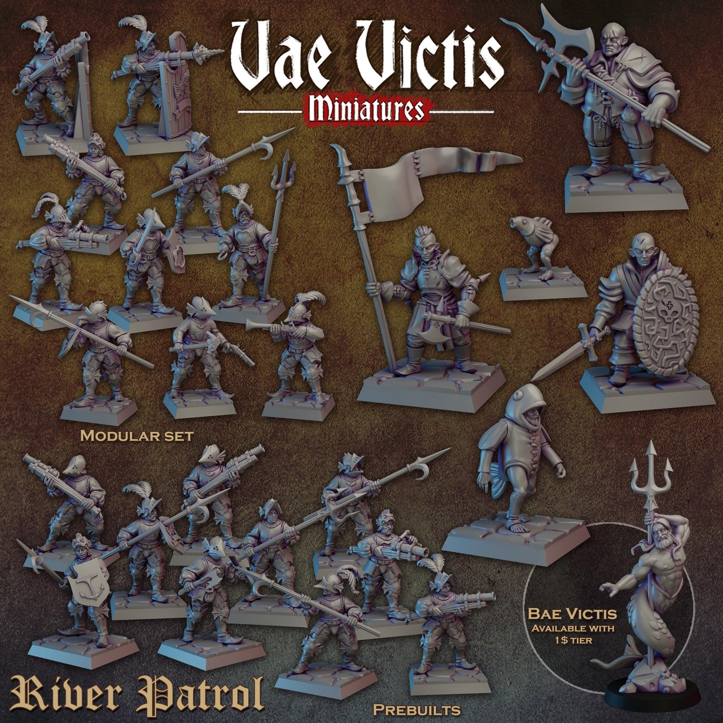 Modular Mercenary River Patrol Miniatures, Bits and Weapon Conversions Fantasy by Vae Victis, perfect for Fantasy tabletop Wargames