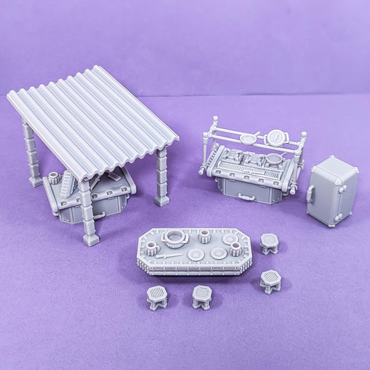 Outdoor Kitchen - Sci-Fi Kitchen Terrain -  Sci-Fi Grimdark Civilians by Print Minis