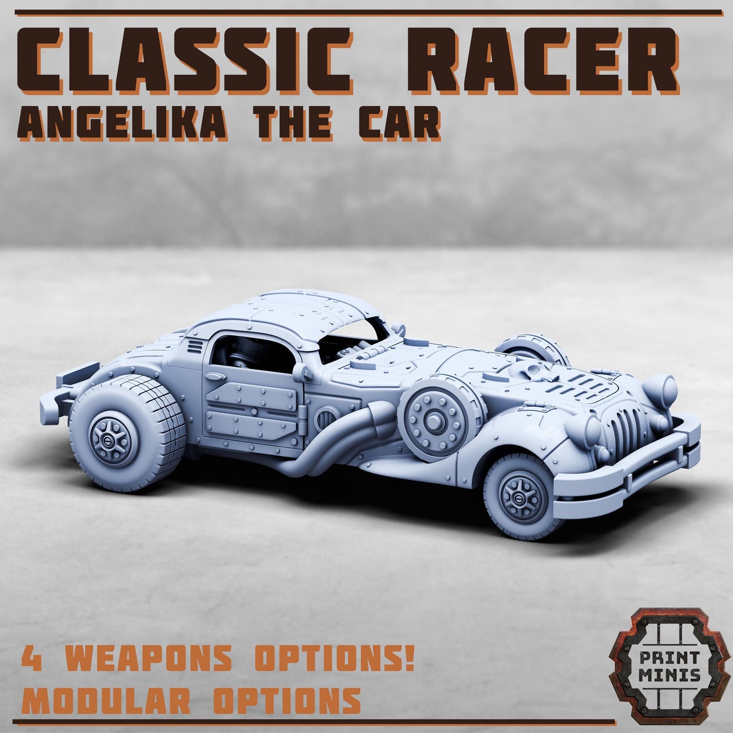 Classic Race Car - Angelika w/ Silent Spectres - Silent Spectre Gangers - Sci-Fi Grimdark Mercenaries by Print Minis