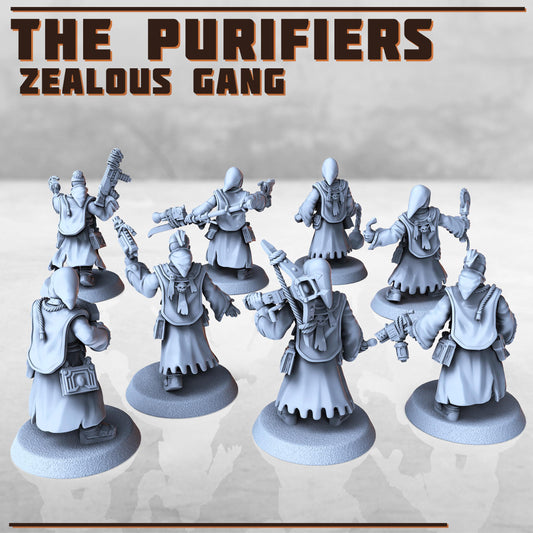 The Purifiers - Zealous Gang -  Sci-Fi Grimdark City Skirmish Warfare Purifier Mercenaries by Print Minis