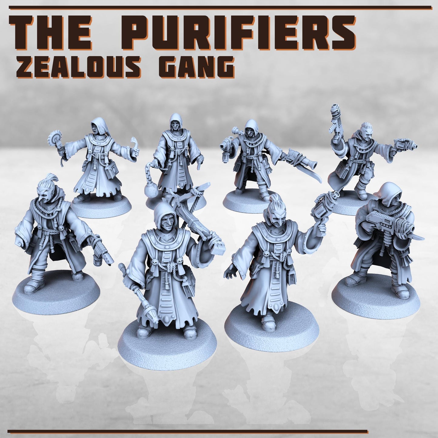 The Purifiers - Zealous Gang -  Sci-Fi Grimdark City Skirmish Warfare Purifier Mercenaries by Print Minis