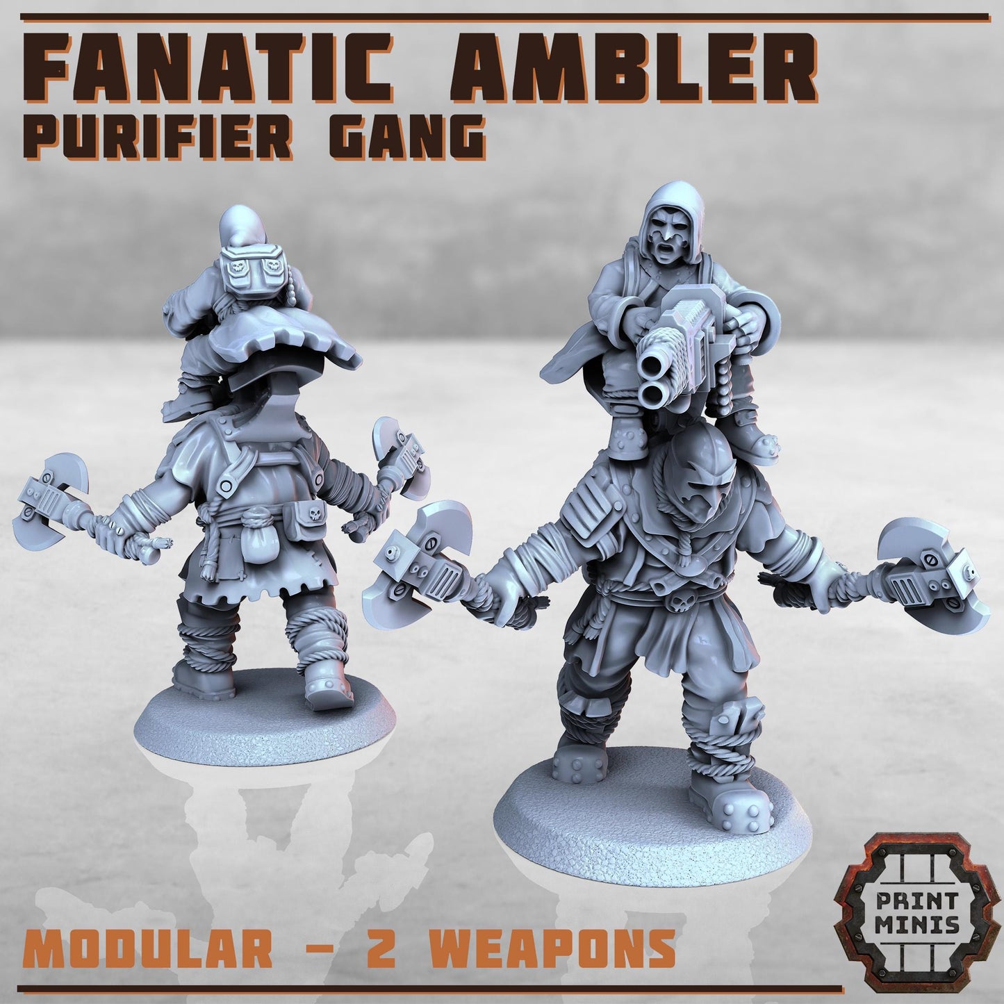 Fanatic Ambler - Purifier Gang -  Sci-Fi Grimdark City Skirmish Warfare Purifier Mercenaries by Print Minis