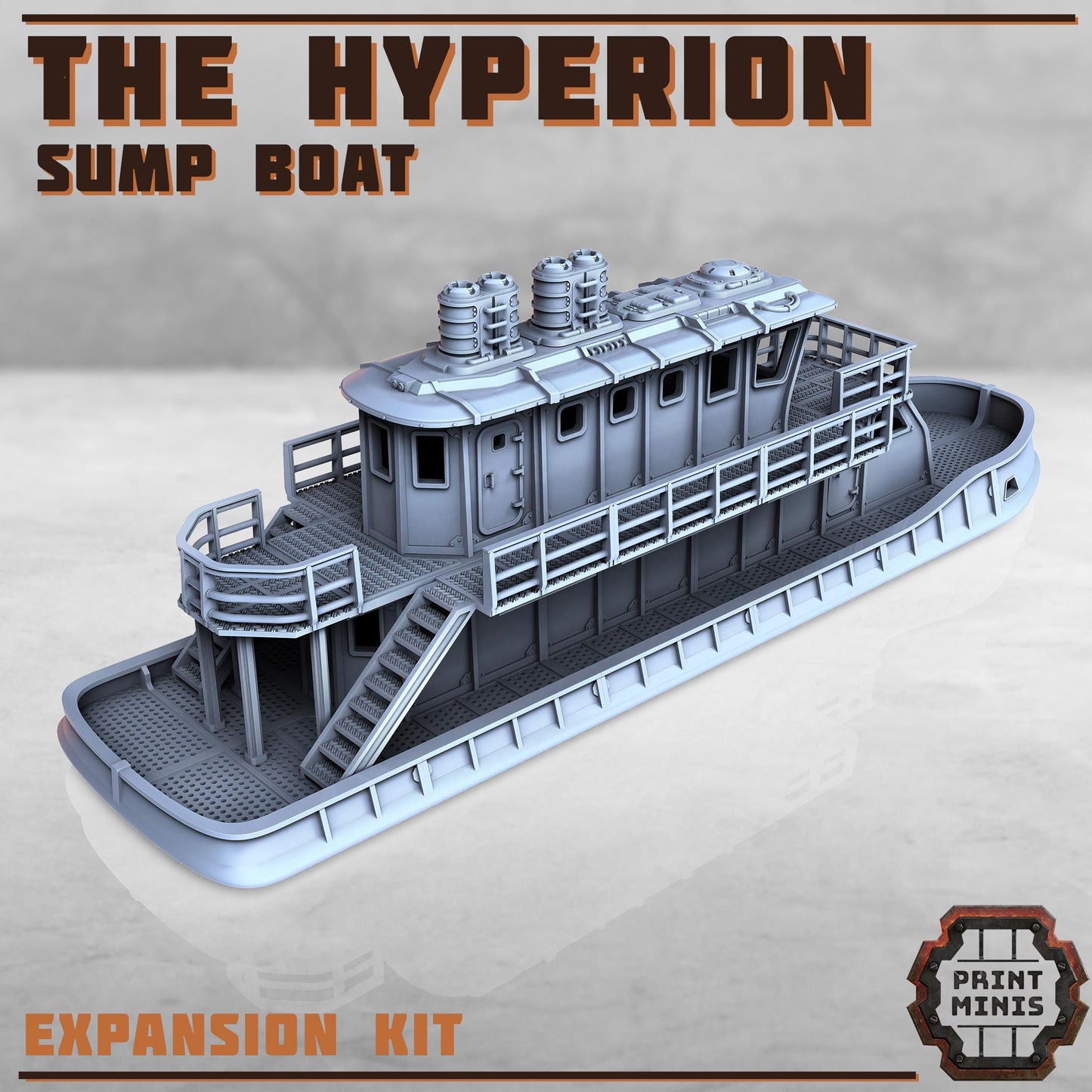 The Hyperion - Sump Boat - Sci-Fi City Skirmish Wargaming Terrain by Print Minis