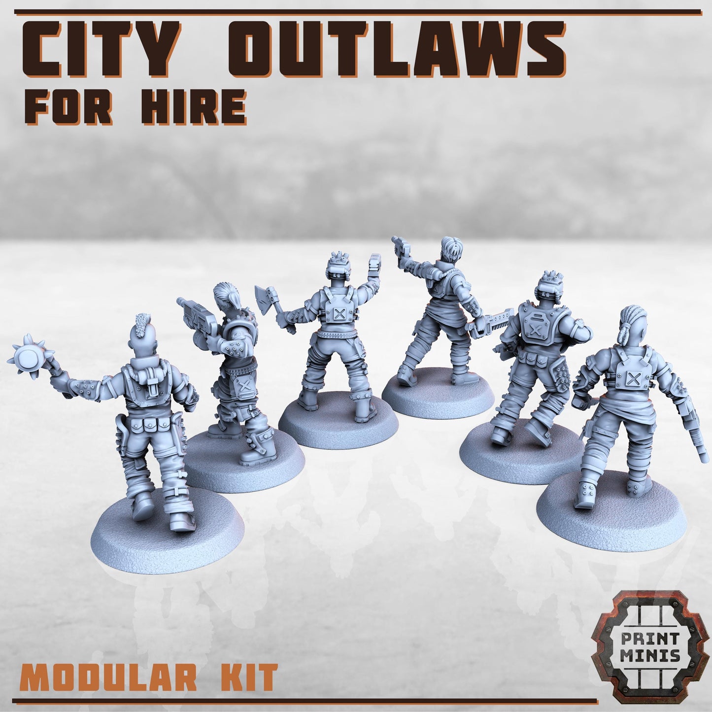 Outlaw Gang - Outcast Gangers - Sci-Fi Grimdark Mercenaries by Print Minis