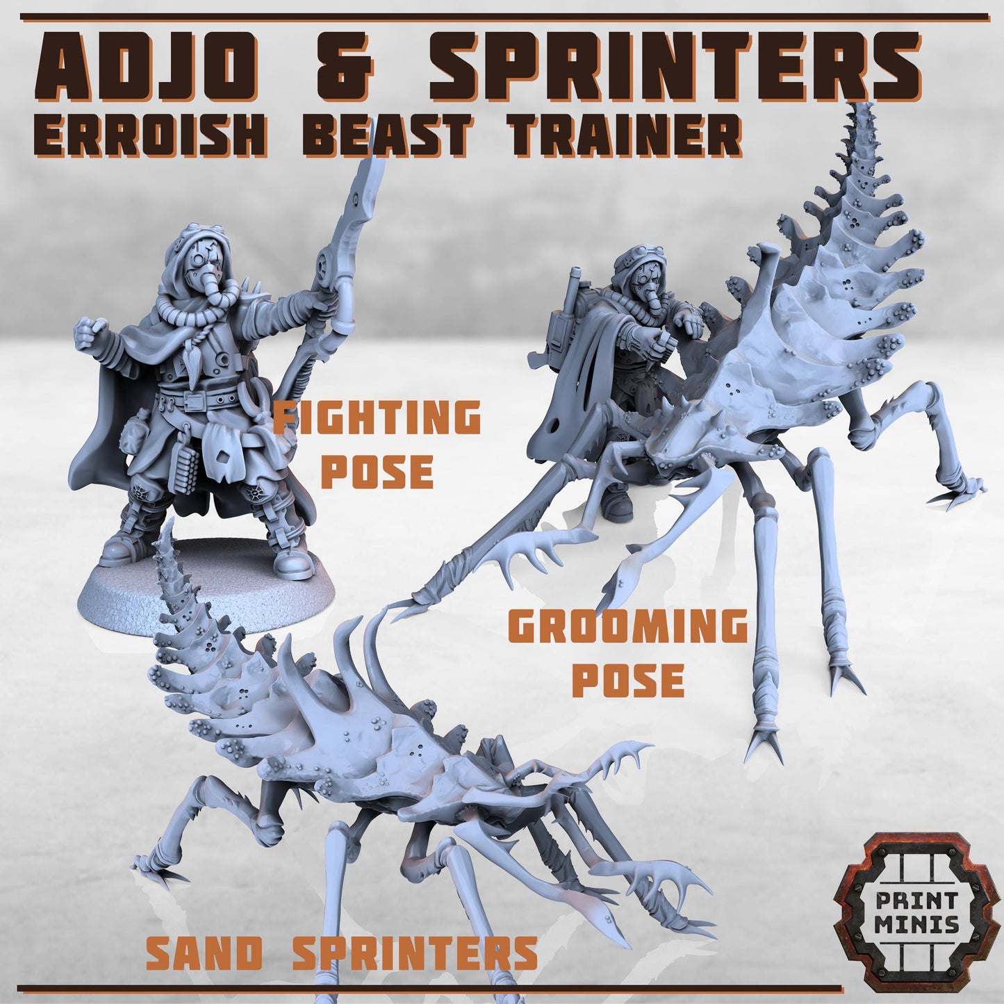Erroish Beast Trainer and Sand Sprinters -  Sci-Fi Grimdark Mercenaries by Print Minis