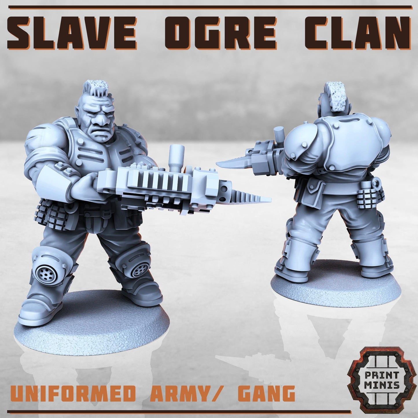Slave Ogres Clan with Leader  -  Sci-Fi Grimdark Ogres by Print Minis