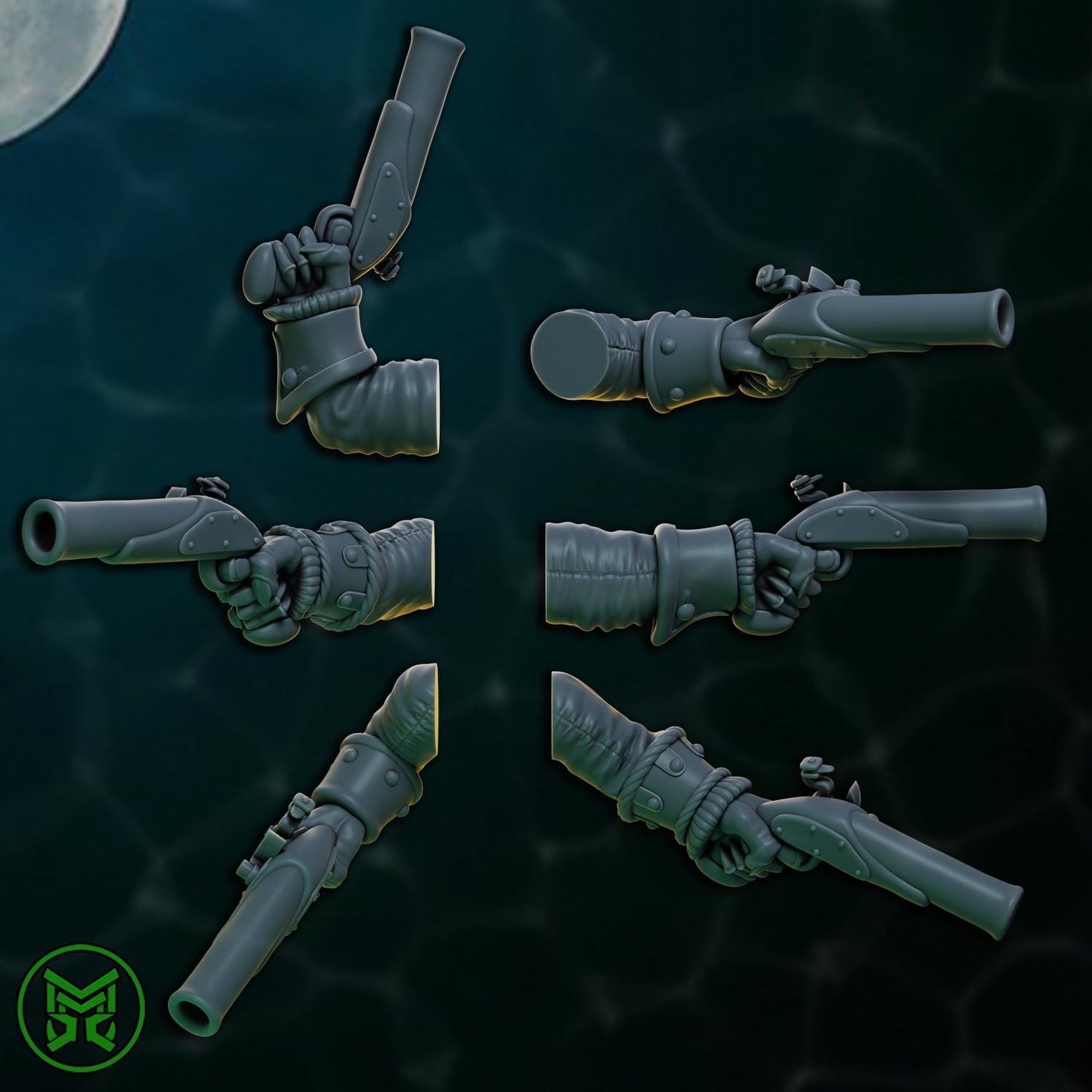 Pirate Commandos - Pistol Orcs, Space-Faring Orkish Menace Sculpted by Mekka Miniatures, Grimdark Compatible, Scaled for Sci-Fi Wargames